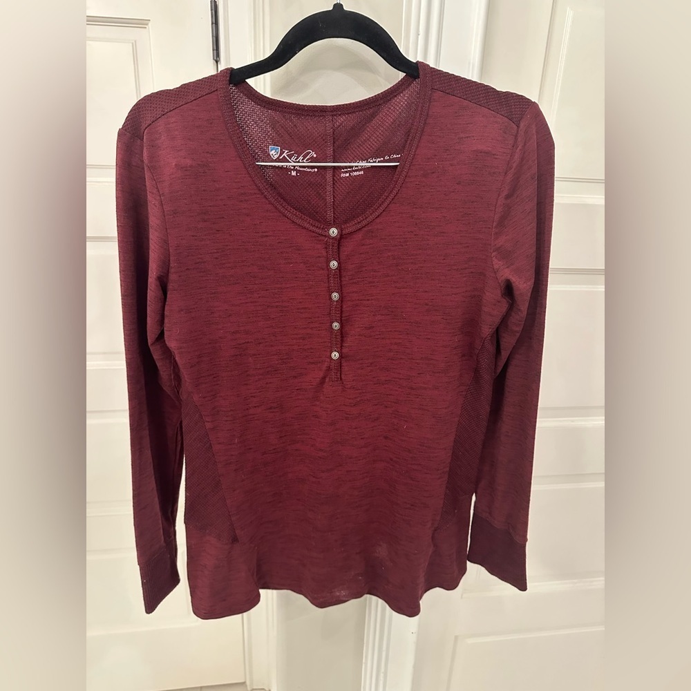 Kuhl Lola Henley Long Sleeve Shirt Womens Sz M Outdoor Hiking Camping Activewear